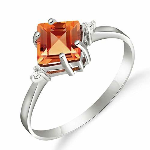 Galaxy Gold GG 14k White Gold Petite Ring with Citrine and Diamond Accent - Size