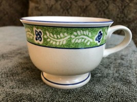 Mikasa Tender Vine Coffee Cup White with Green and Blue Trim - $7.70