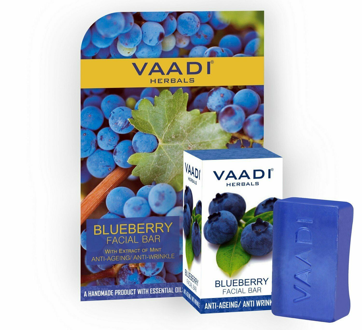 Vaadi Herbals Blueberry Facial Bars with Extract of Mint Anti Ageing 25 gm