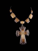Gorgeous gothic Cross necklace - huge medieval setting - rhinestones - r... - $95.00