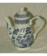 Vintage Willow Blue Georgian Shape by Churchill Coffee Pot &amp; Lid 5 Cup E... - $79.19