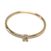 SOLID 18K ROSE GOLD RING, MINI SOLITAIRE WITH CUBIC ZIRCONIA WIRE ROUND TUBE image 2