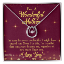 Mother Sorry Lucky Horseshoe Necklace Message Card 14k w CZ Crystals - $61.70+
