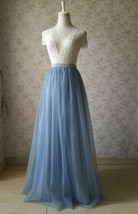 Women DUSTY BLUE Tulle Skirt High Waist Dusty Blue Bridesmaid Tulle Skirt Plus image 1