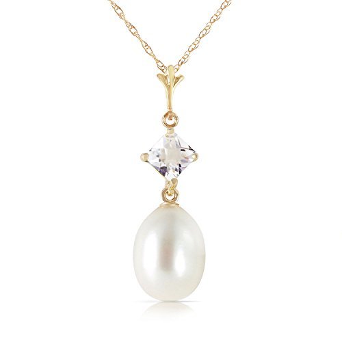 Galaxy Gold GG 4.5 CTW 14k 16 Solid Gold Necklace with Freshwater-cultured Pear