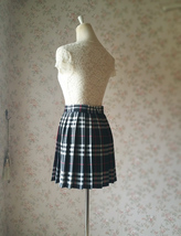 Girl BLACK and WHITE Plaid Skirt School Pleated Plaid Skirts Plus Size wt32 image 5