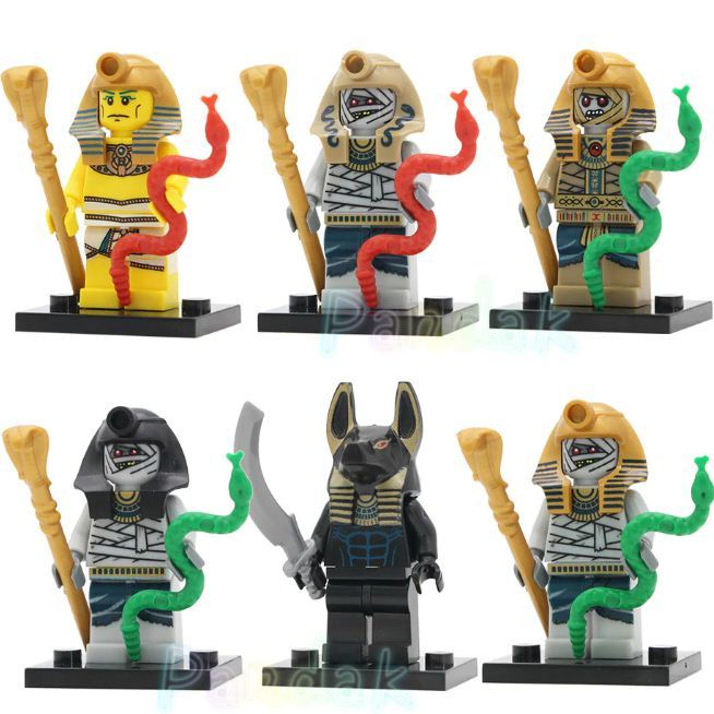 6pcs/set Ancient Egyptian mummy Anubis God Pharaoh Lego Minifigures