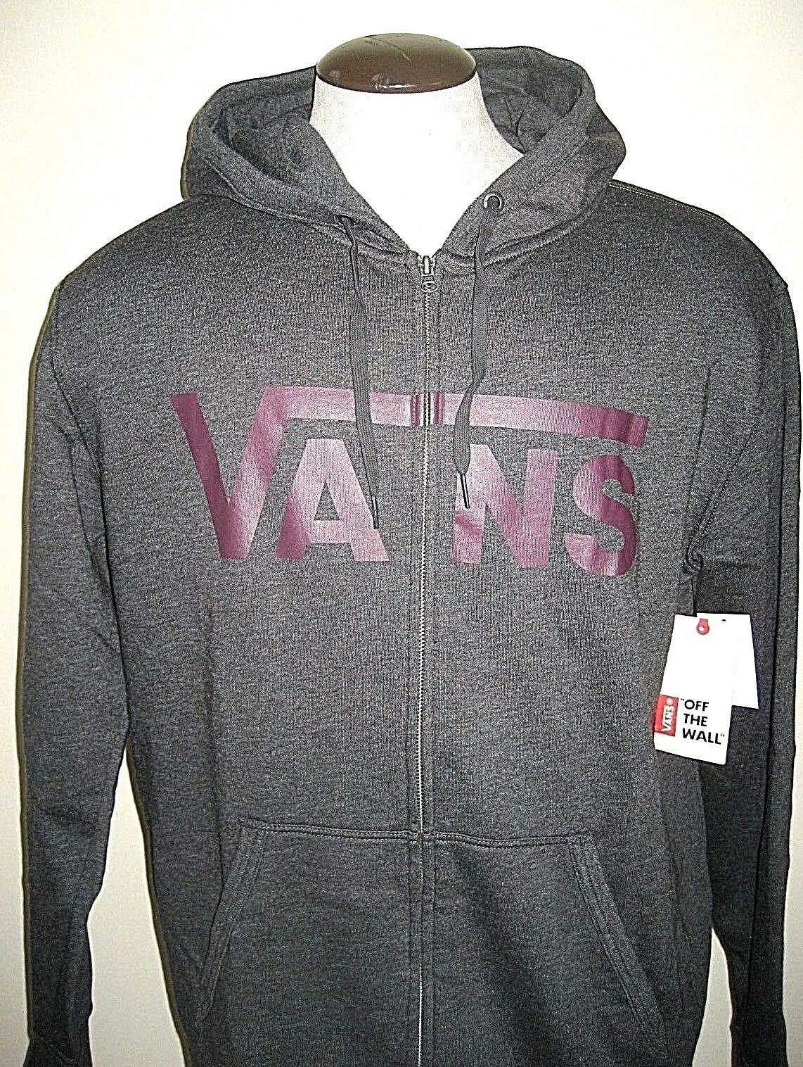 Vans Shoes Mens Classic Zipper hoodie Sweatshirt Dark Grey Purple NWT Free Ship Sweatshirts