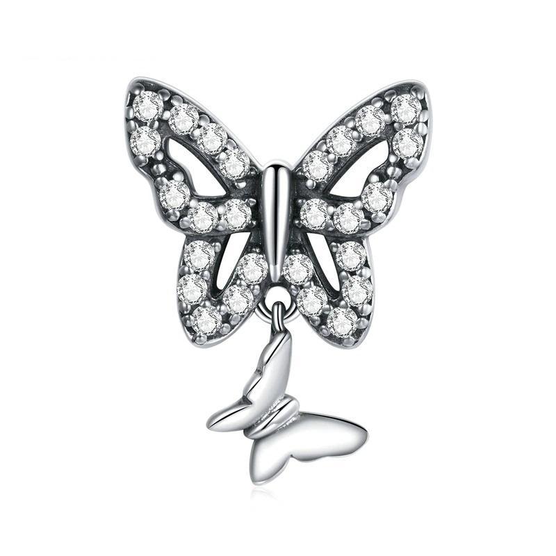 Double Butterfly Charm - 925 Sterling Silver