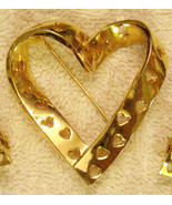 Avon True Hearts Pin 2&quot; Gold Plated Cut Out Design Lapel Brooch VTG 1990&#39;s  - $19.76