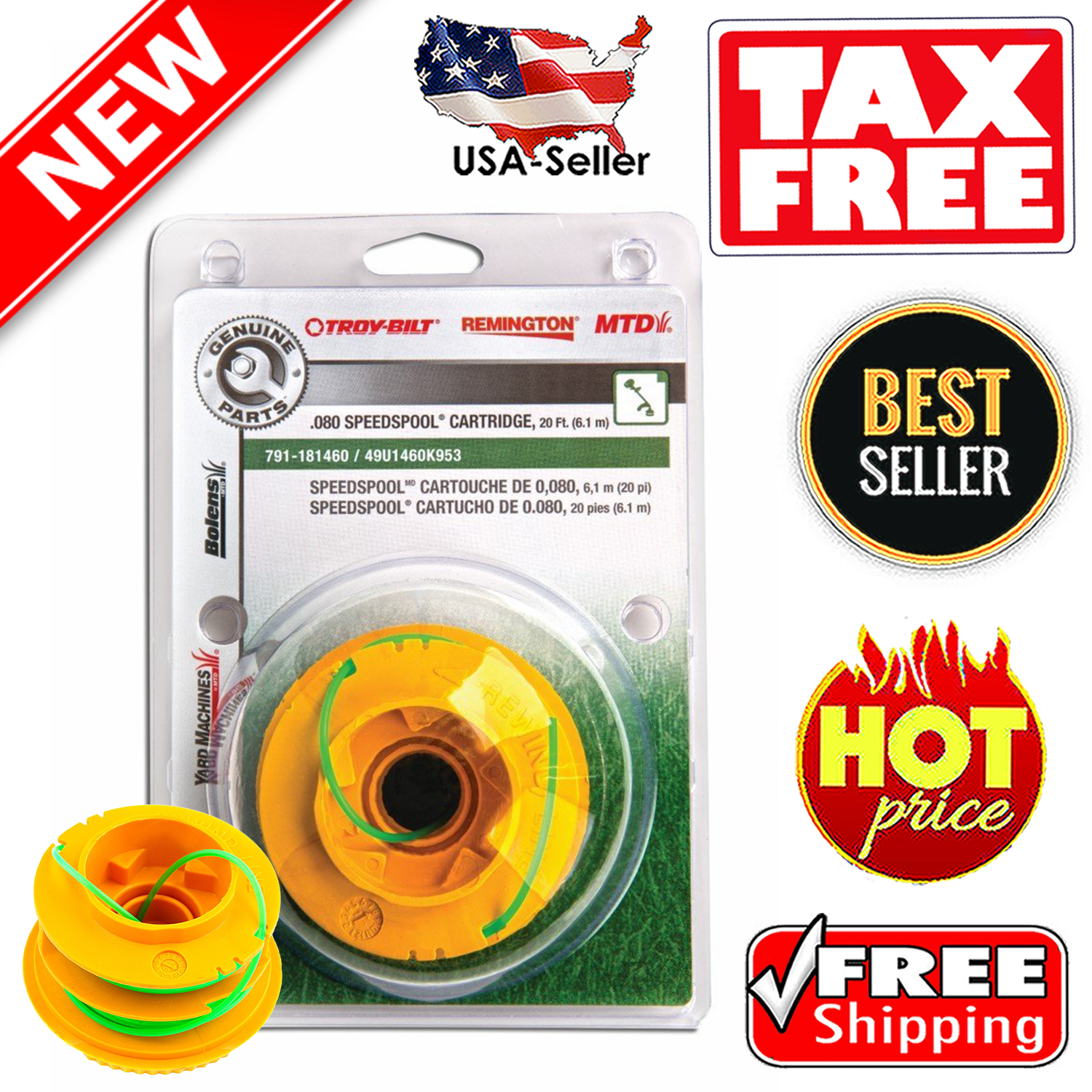 MTD 20Ft .080" String Trimmer Head Spool Line TroyBilt TB32CS Ryobi