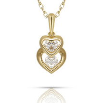 0.22ct Brilliant Round Simulated Diamond Double Heart Pendant 14k Y Gold Charm  - $64.84