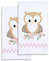 Jack Dempsey Needle Art Owl On Branch Decorative Hand Towels - $10.76