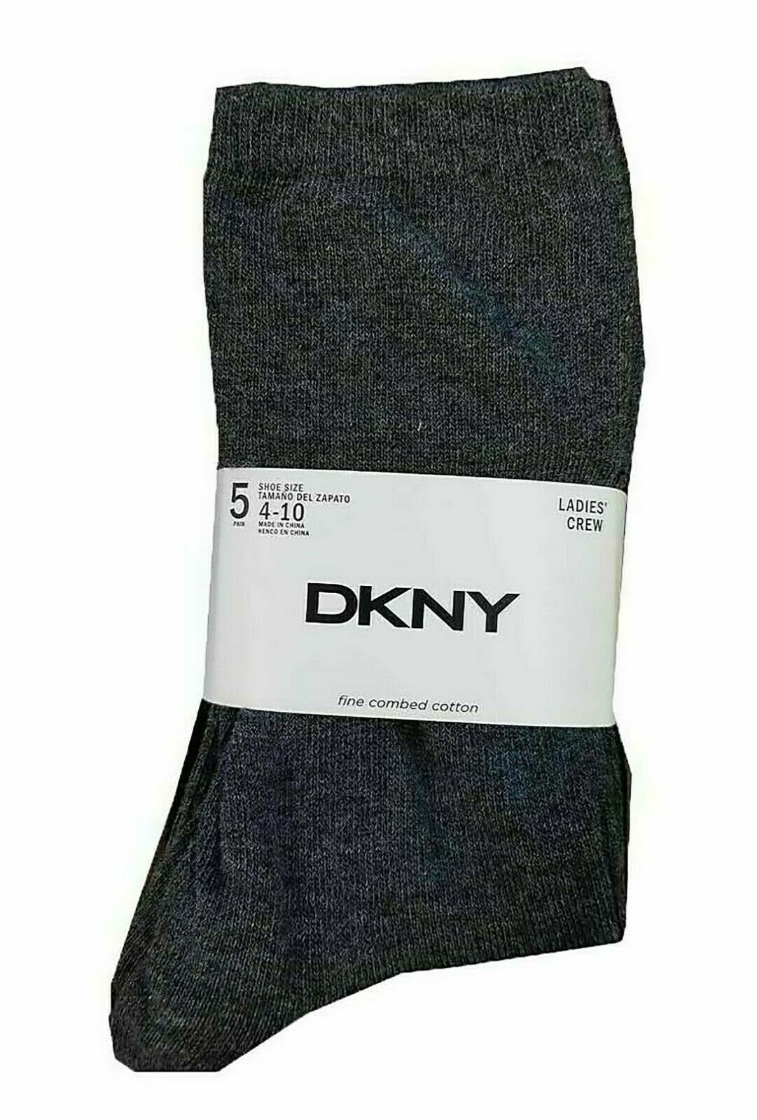 DKNY Women's Fine Combed Cotton Crew Socks 4 Pairs, BLACK-GREY, 4-10 ...