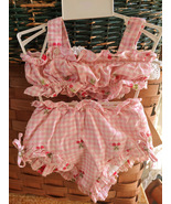 Fawn Togs Vintage Pink Checked Swimsuit Size 3X-4 missing button - $10.00