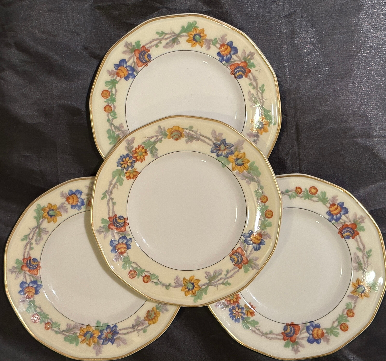 Theodore Haviland Limoges France Miami Dinner Plates (4) 93/4" Gold