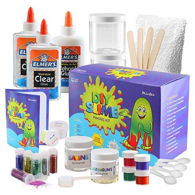 DIY Slime Making Kit for Girls and Boys (32-Piece Set) Glitter, Glow-in ...