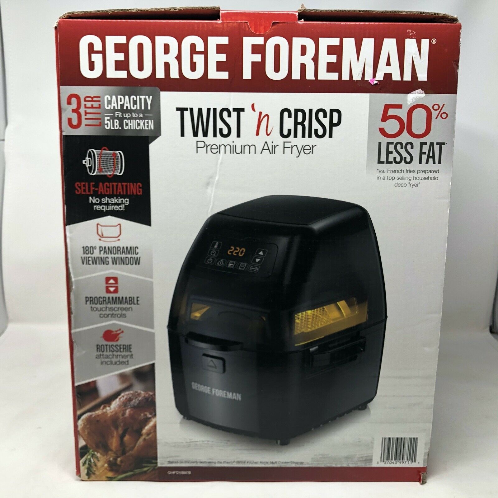 nib-george-foreman-twist-n-crisp-3-17qt-gray-premium-air-fryer-3-liter