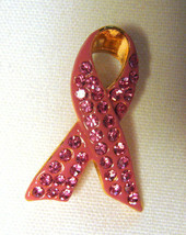 Crystal breast cancer pink ribbon brooch 1/2 research will offer - $26.20