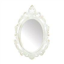 Antique White Wood Oval Mirror - $35.57