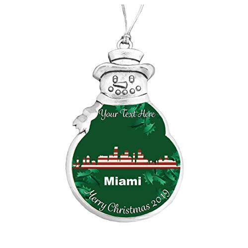 Holly Road Miami Skyline Merry Christmas 2019 Ornament Gift Snowman Snowflake Bu