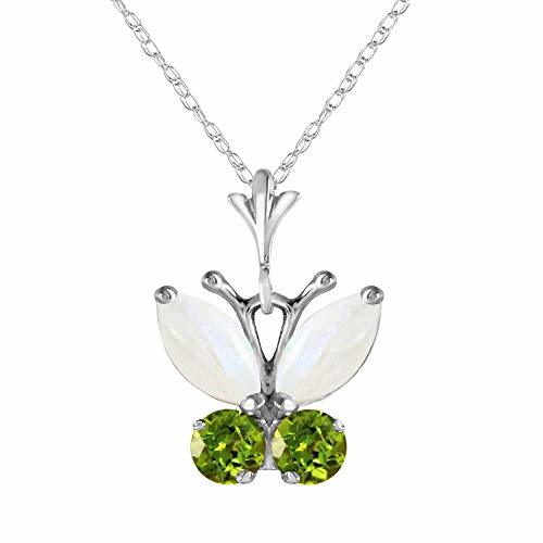 Galaxy Gold GG 0.7 CTW 14k 20 Solid White Gold Butterfly Necklace Opal Peridot