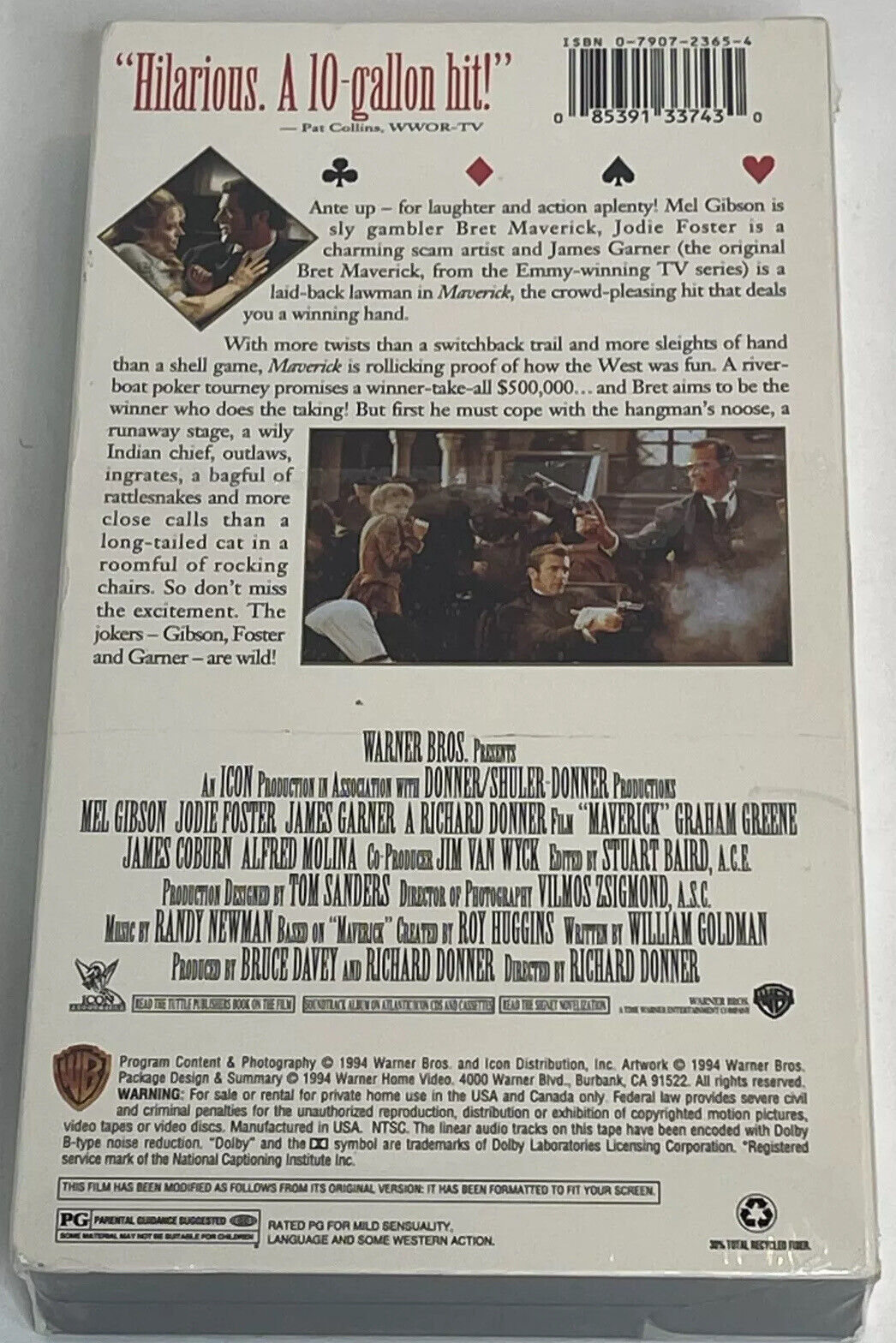 Maverick (VHS, 1994) Mel Gibson Jodie Foster & James Garner Wild West ...