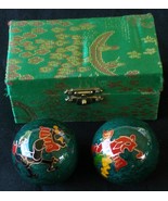Chinese Baoding Therapy Stress Balls Enamel Cloisonne Finish Dragon Firebird - £8.05 GBP