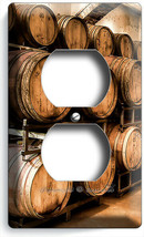 Rustic Country Vinage Winery Cellar Wood Wine Barrels Outlet Wall Plate Hd Decor - $9.29