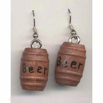 Funky BEER WINE KEGS KEGGER EARRINGS Oktoberfest Party Bar Drink Novelty... - $6.85