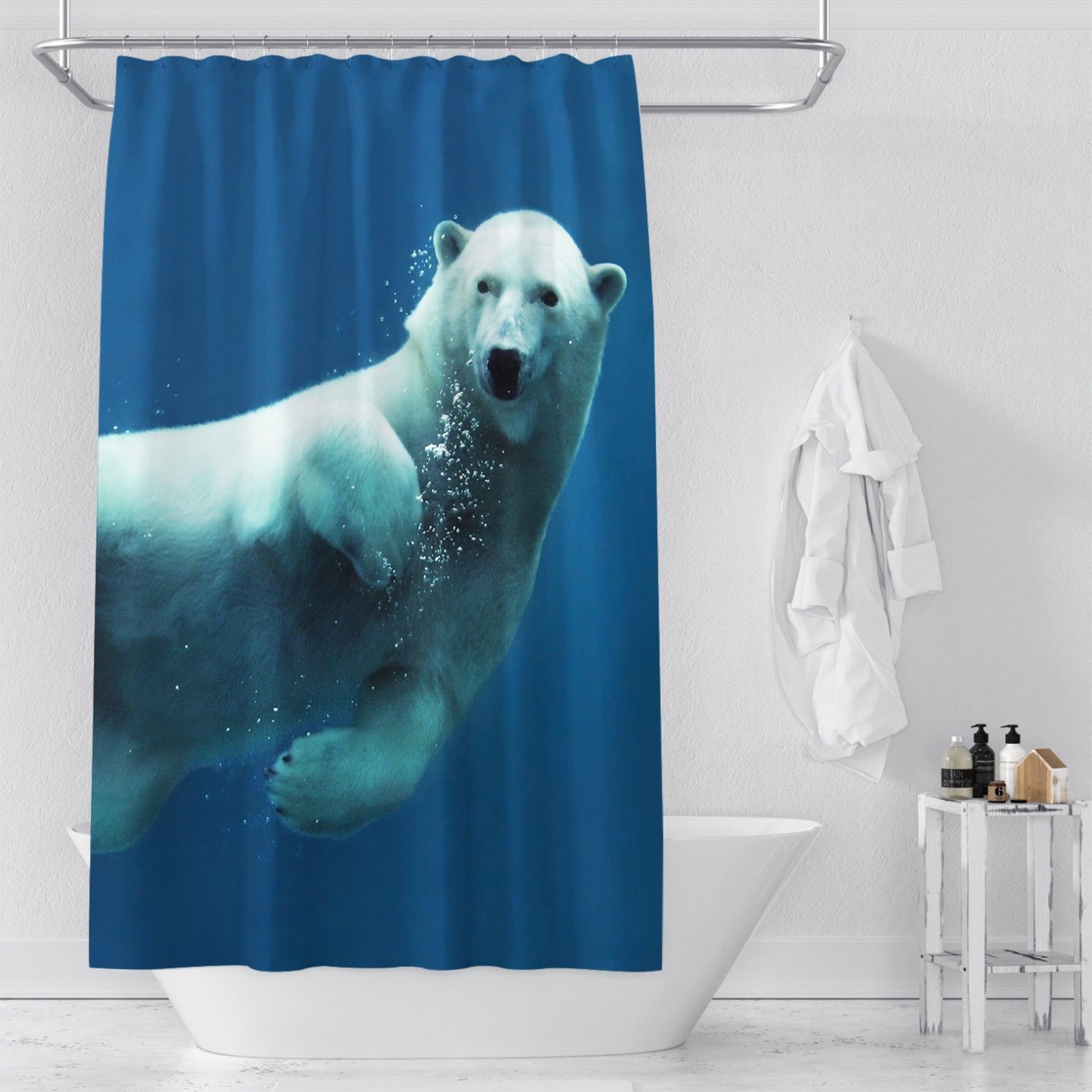 3D Polar Bear 15 Shower Curtain Waterproof Fiber Bathroom Home Windows