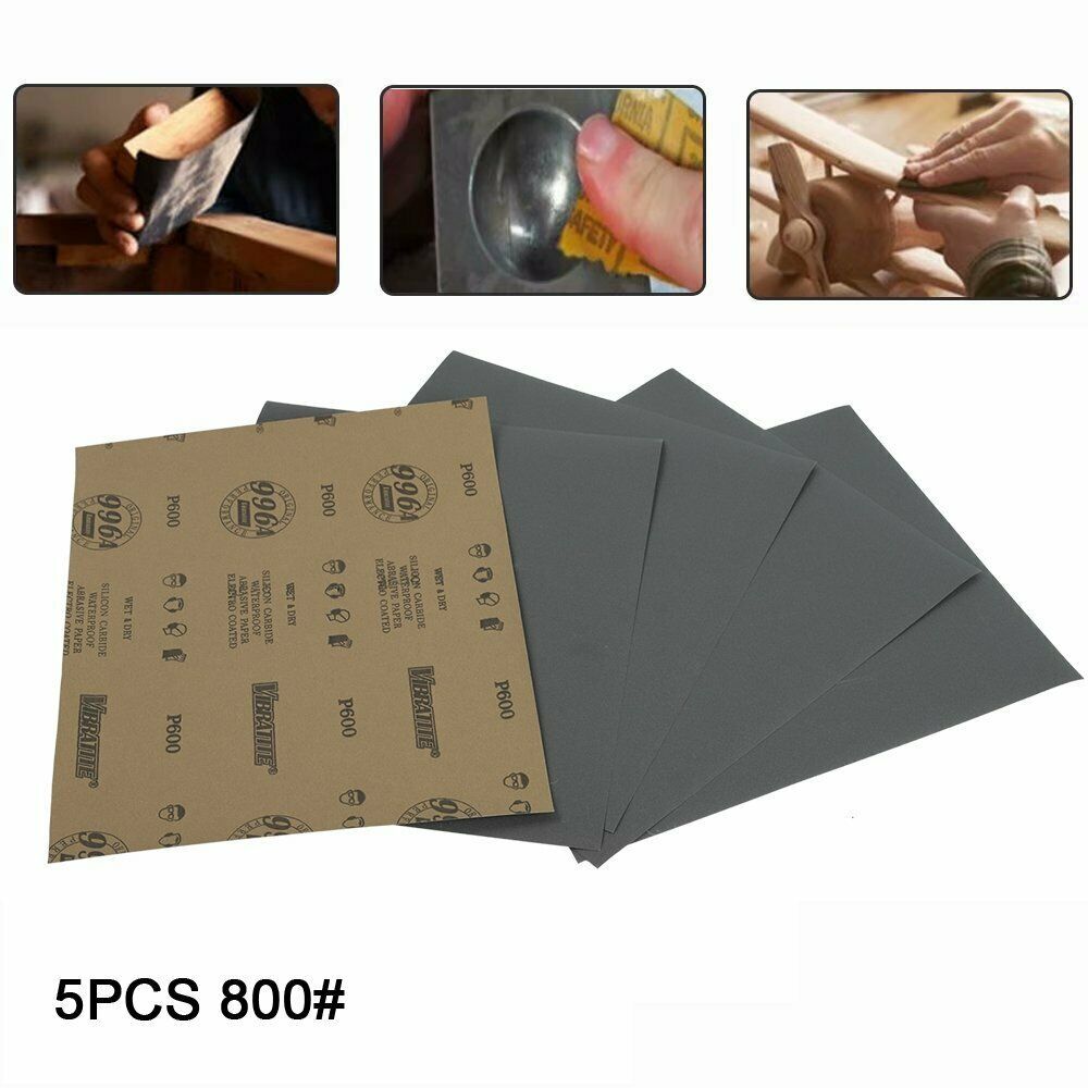 Grits800 9x11 x 5 SANDING SHEETS Wet/Dry Silicon Carbide Waterproof Sandpaper
