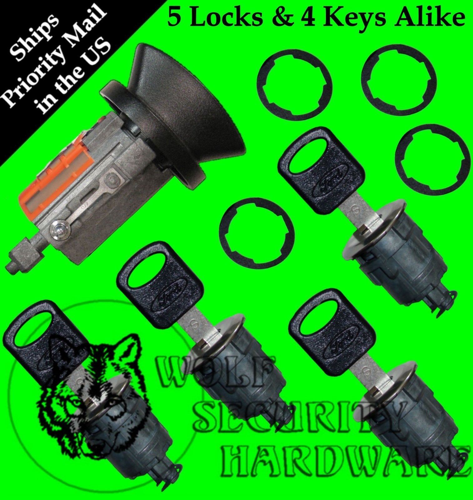 Ford Econoline Van Ignition & 4 Chrome Door Lock Cylinder W/4 OEM Ford