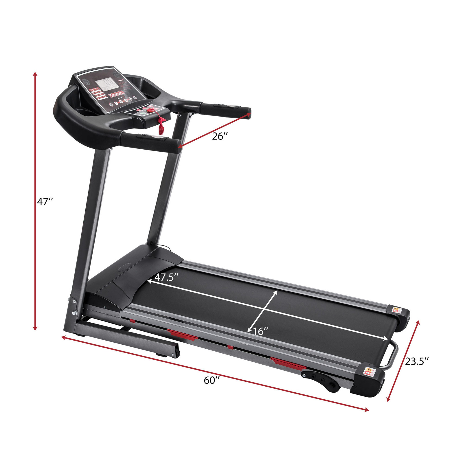 Electric Folding Treadmill with Wide Running Belt, Large LCD Panel ...