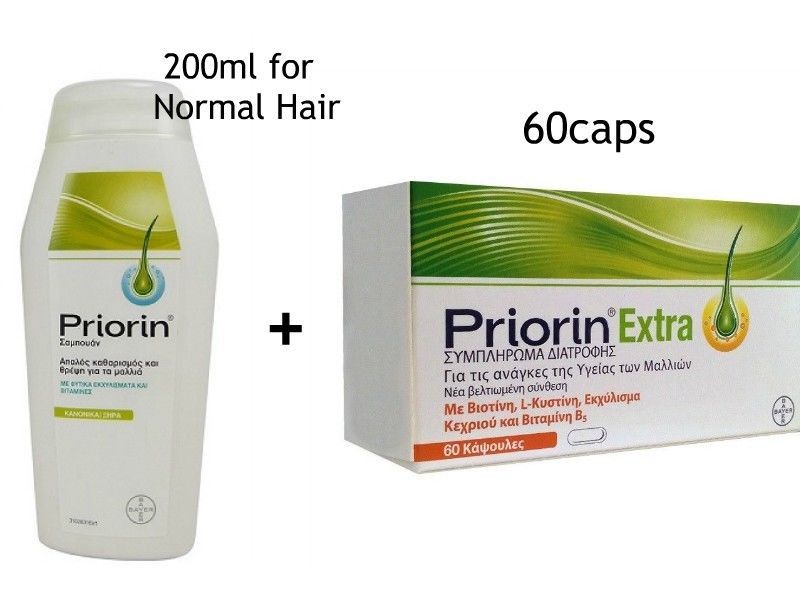 PRIORIN BAYER Anti Hair Loss Sampoo 200ml & 60 Capsules Priorin EXTRA