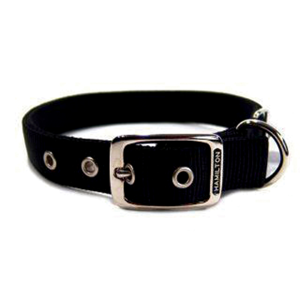 Hamilton Black Double Thick Nylon Dog Collar 1x22 In Leashes & Head