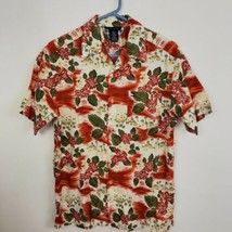 Tommy Hilfiger Mens Shirt XL Short Sleeve Button Up Flowers Hawaiian Spellout - $16.30