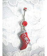 NEW RED HIGH HEEL COWGIRL BOOT CHARM 14g RED CZ BELLY BUTTON RING COWBOY... - $5.99