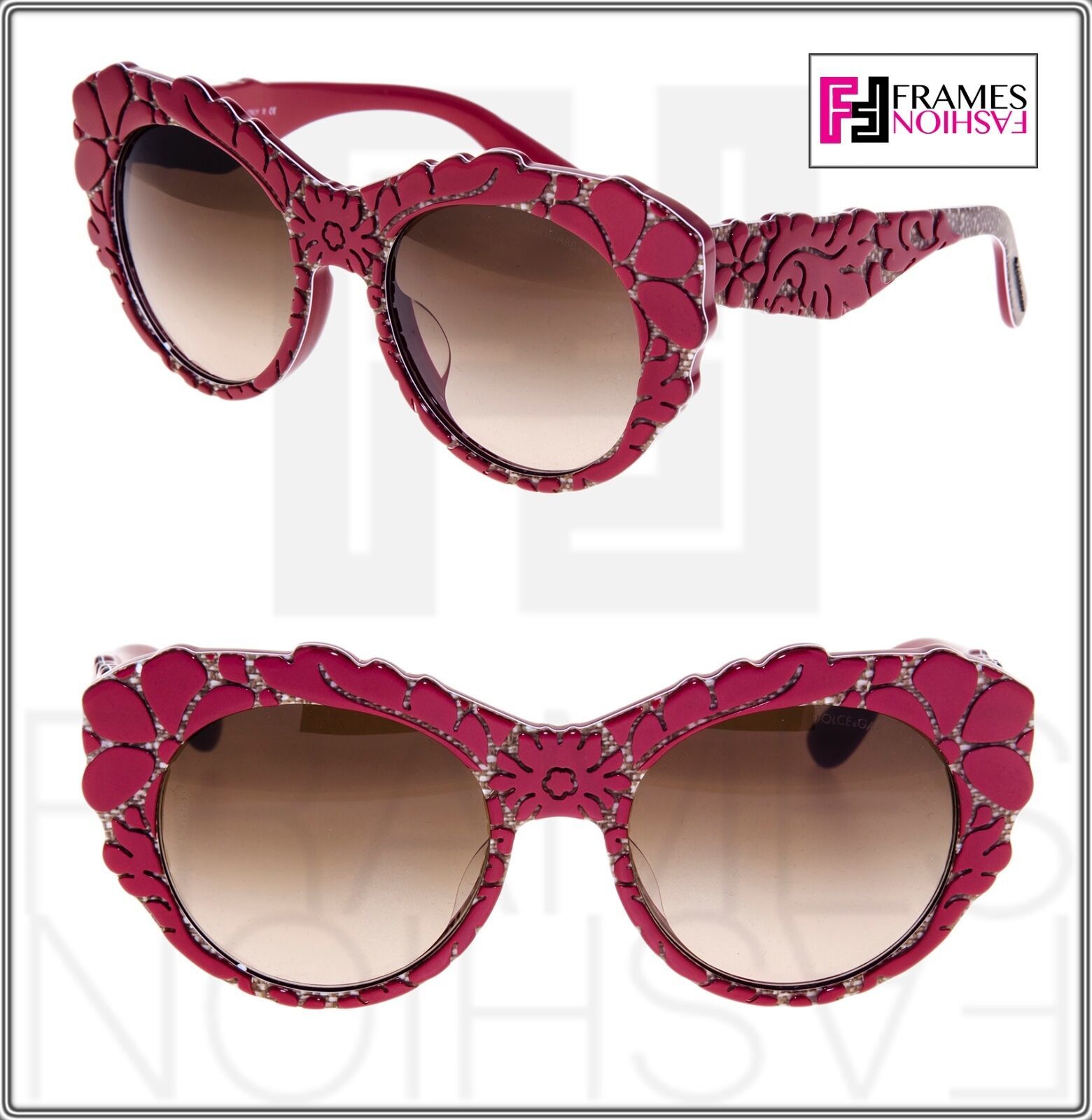 Dolce & Gabbana Mamas Brocade Red Brown Mesh Special Fit Sunglasses DG4267F 4267