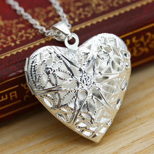 Detailed Silver Heart Locket - Necklaces & Pendants