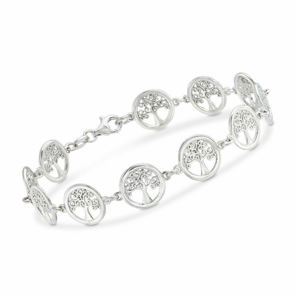Stainless Steel Tree of Life Charm Link Chain 8 inch Bracelet/Anklet