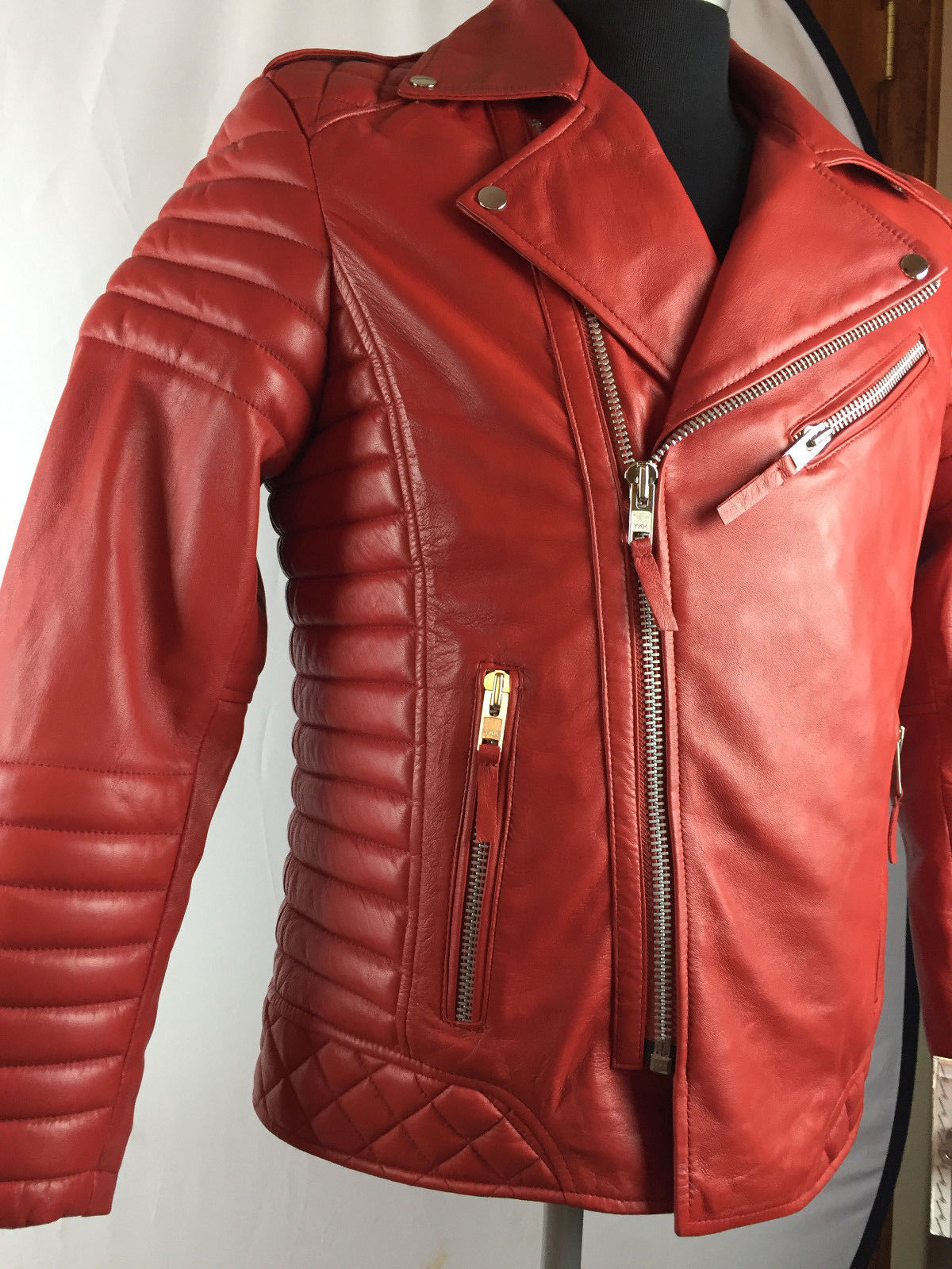 Mens Genuine Lambskin Leather Biker Jacket Motorcycle Style Red All Sizes Nwt Outerwear