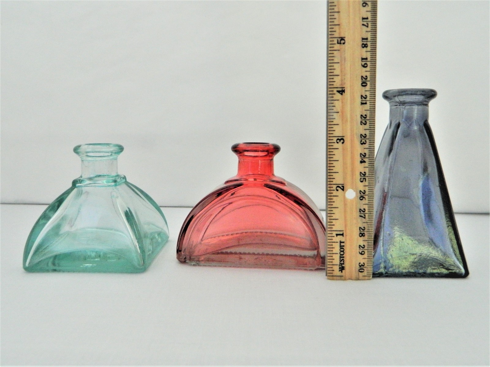 Decorative Bottles 3 Small Bottles By Pact Red, Smoke Blue and