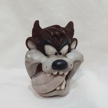 Taz Head Figurine Tasmanian Devil Warner Brothers Rubber 2" Brown Gray 1998 - $14.00
