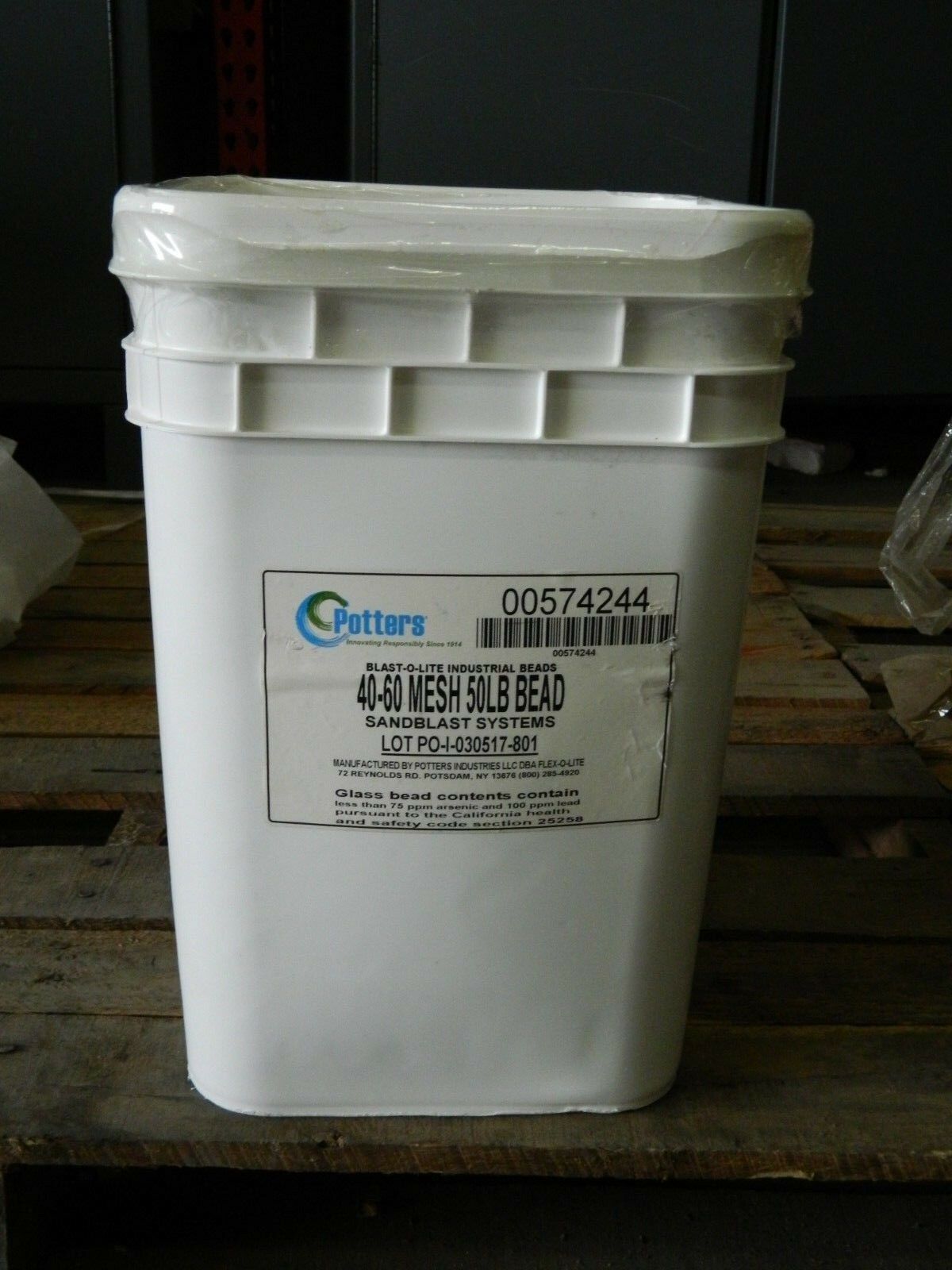Potters Coarse/Medium Grade Smooth Glass Bead 40 to 60 Grit 49 Lb Pail