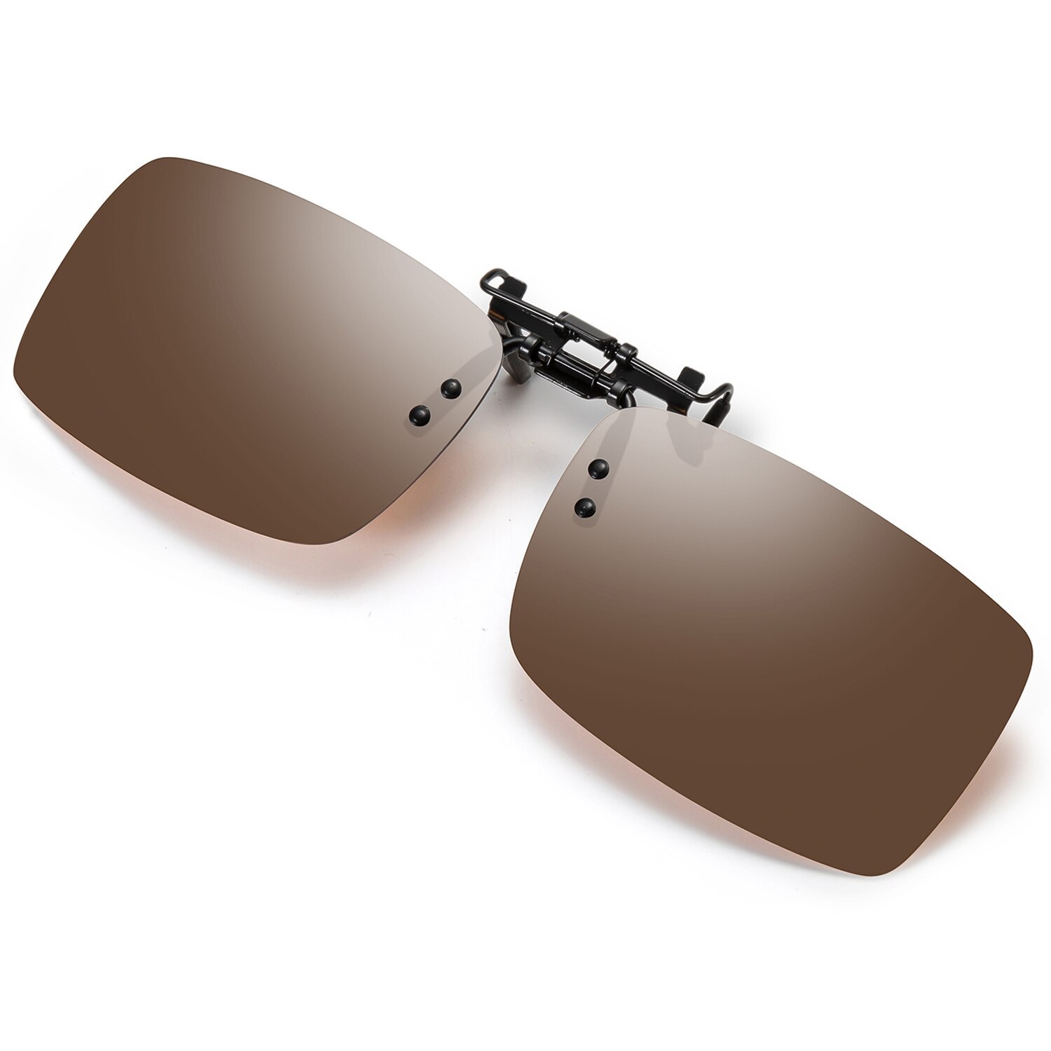 Clip On Flip Up Sunglasses For Men Women Polarized Metal Brown Reduce Eye Strain Sunglasses 