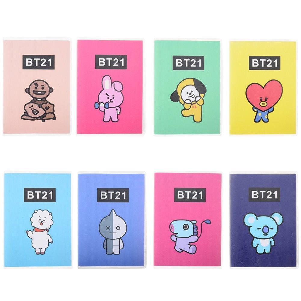 KPOP BTS BT21 Cartoon Notebook Bangtan Boys PVC Cover Diary Travel ...