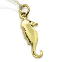 SOLID 18K YELLOW GOLD PENDANT, FLAT SEAHORSE, SMOOTH, 0.87 INCHES, MADE ... - $220.26