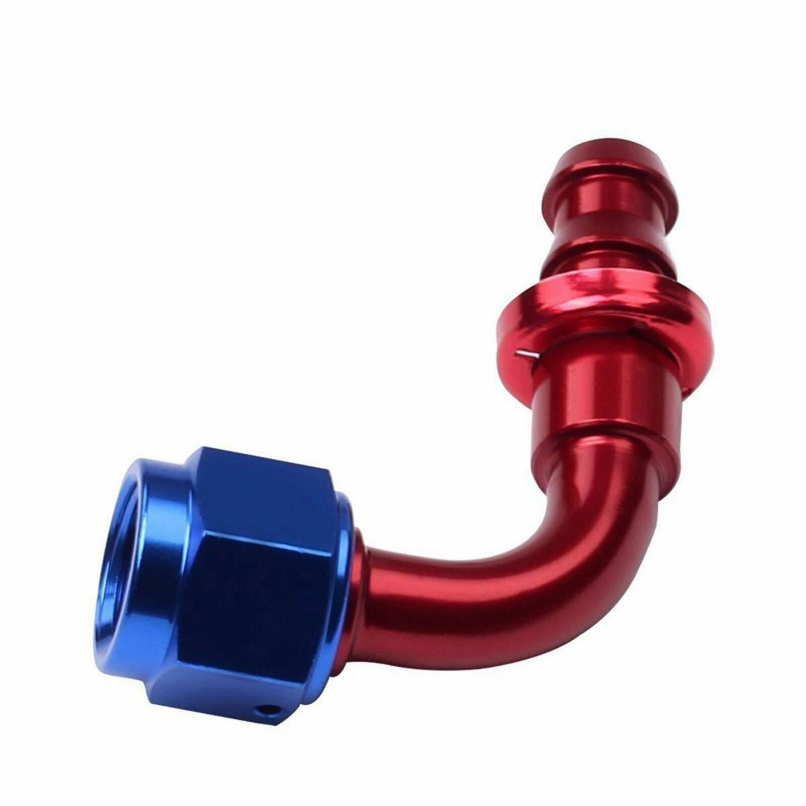 AN6 Red&Blue 90 Degree Push Lock Hose End Fitting Adapter Fuel Oil Line -6AN