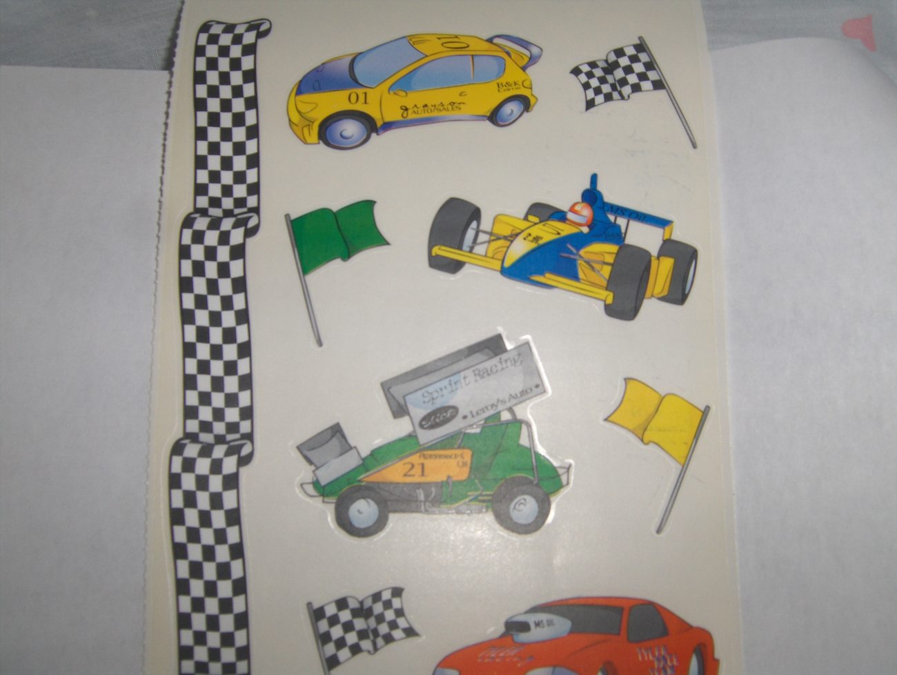 Race Car Scrapbook Stickers Stickers